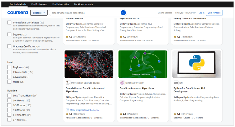 data structures courses